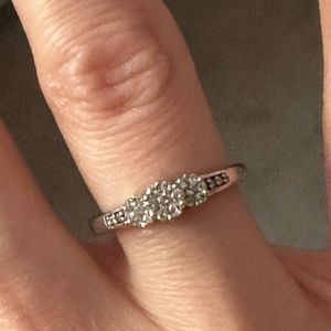 1/5 CT. T.W. Diamond Triple Flower Ring in 10K White Gold